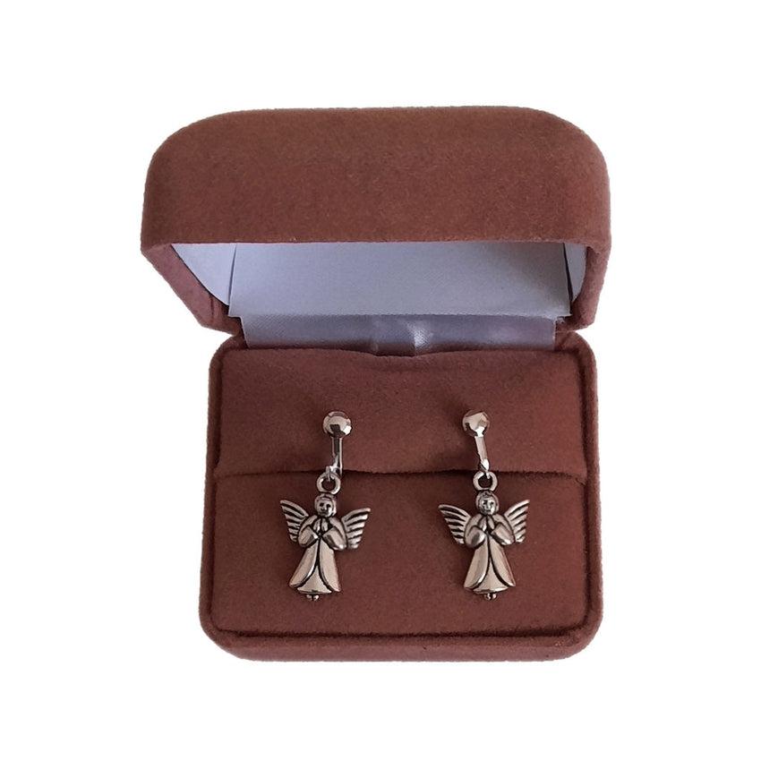 Oxidised Angel Clip On Earrings