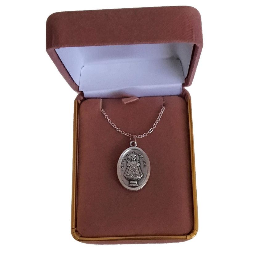 Oxidised Child of Prague Holy Medal