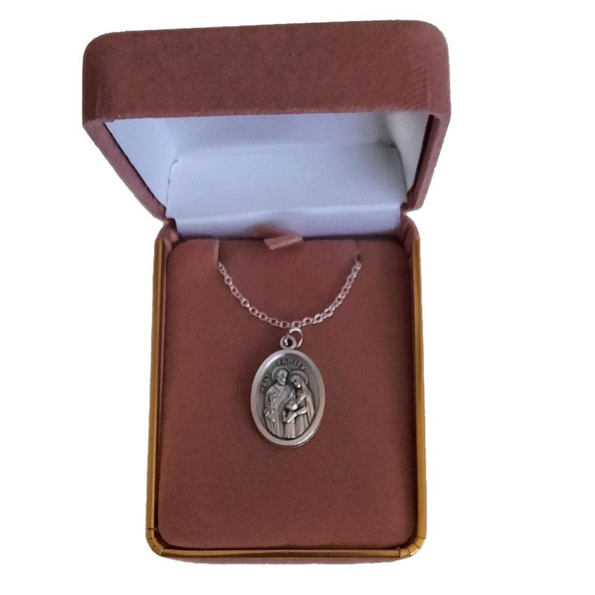 Oxidised Holy Family Medal
