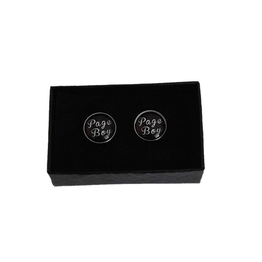 Page Boy Round Black Enamel Cufflinks