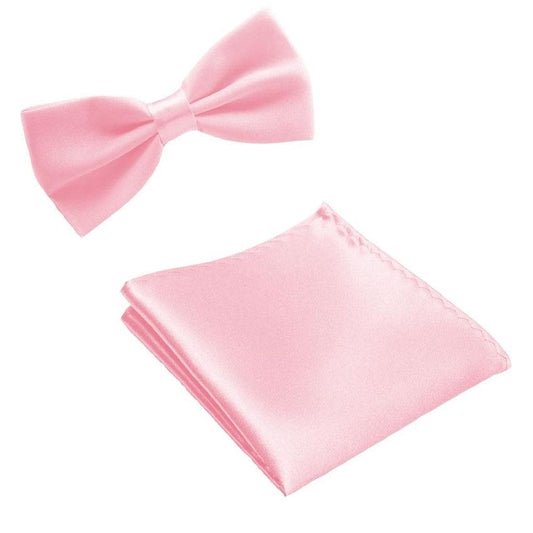 Pale Baby Pink Dickie Bow Tie And Matching Hanky Set
