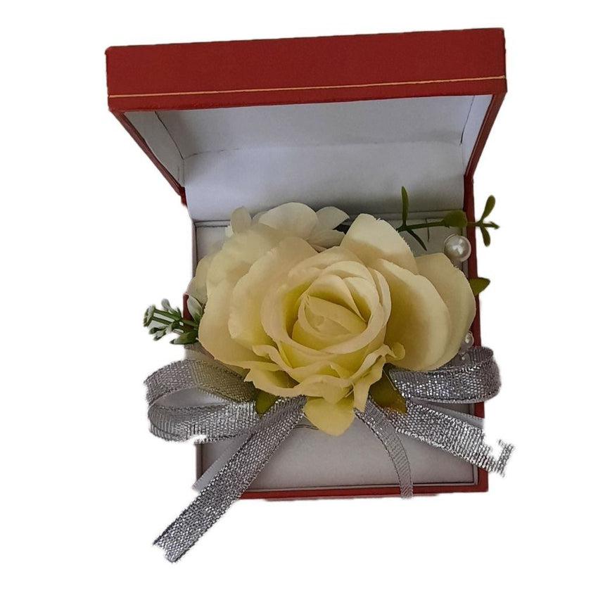 Pale lemon Rose With A Lace Bracelet Wrist Corsage