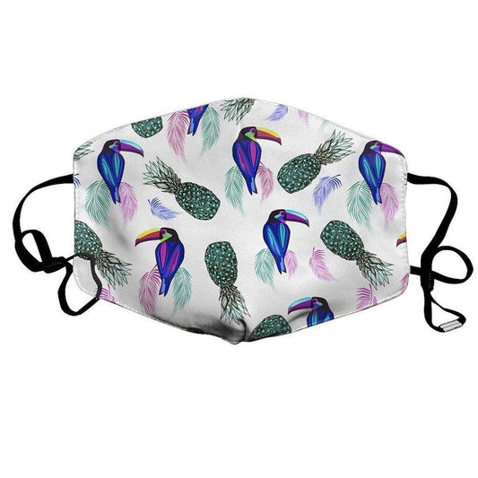 Parrot And Pineapple Print Face Mask