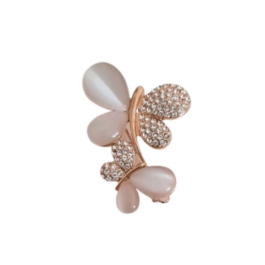 Pearl And Crystal Butterfly Brooch