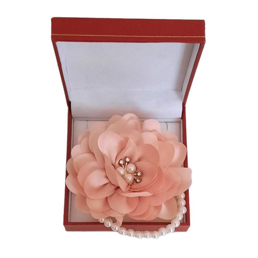 Pearl Middle Pale Orange Petal Flower Wrist Corsage