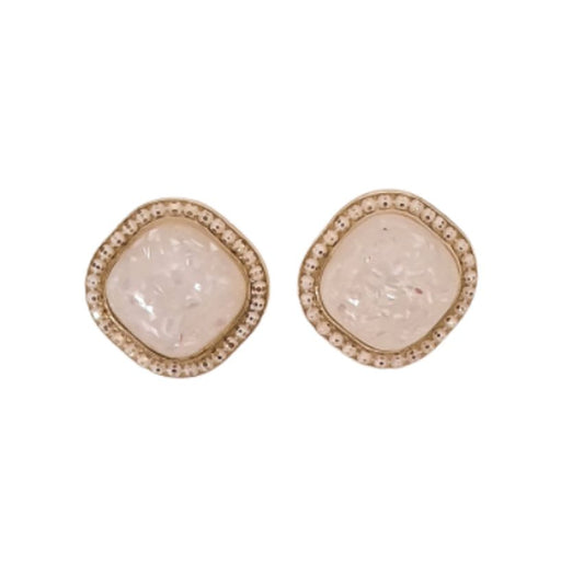 Pearl Opal Square Clip On Earrings