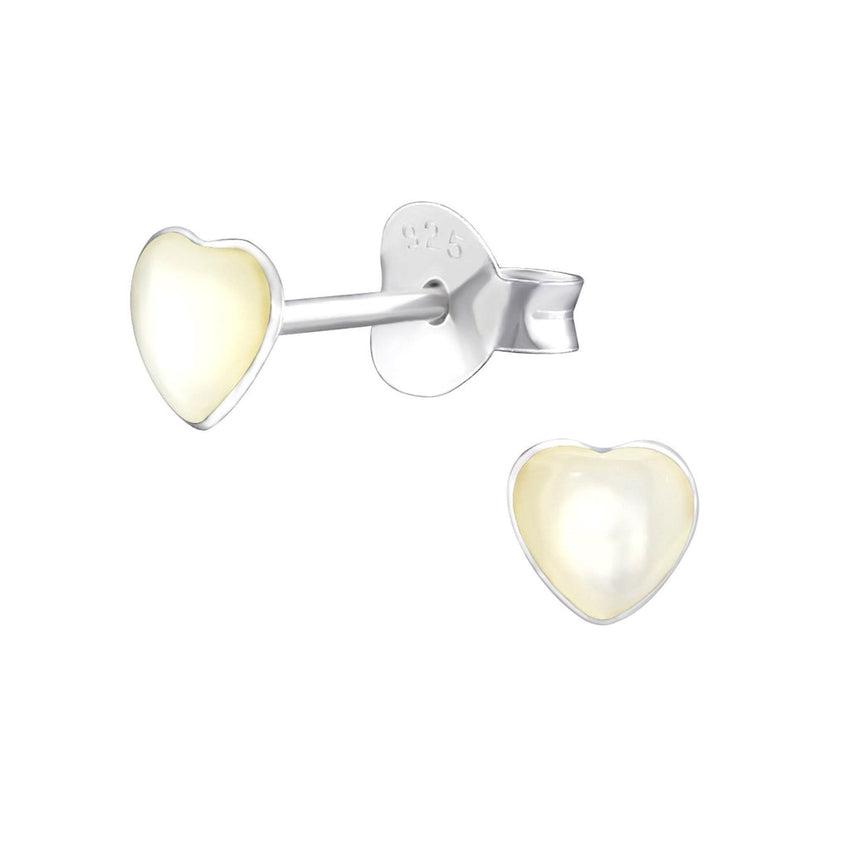 Pearl Shell Heart Sterling Silver Earrings