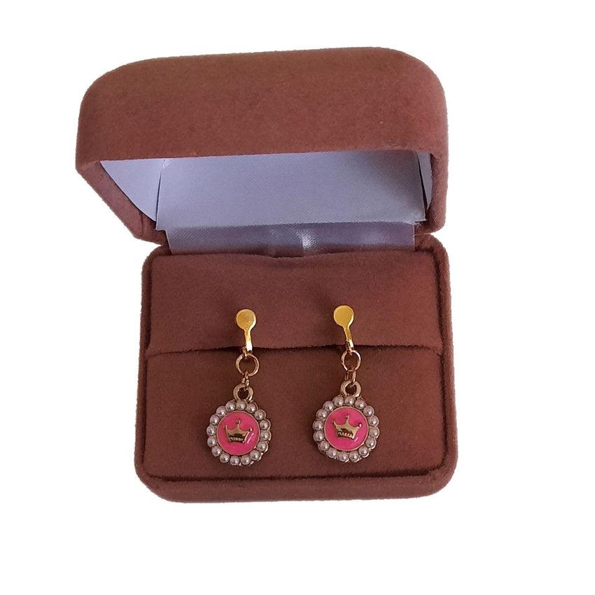 Pearl Crown Clip On Earrings