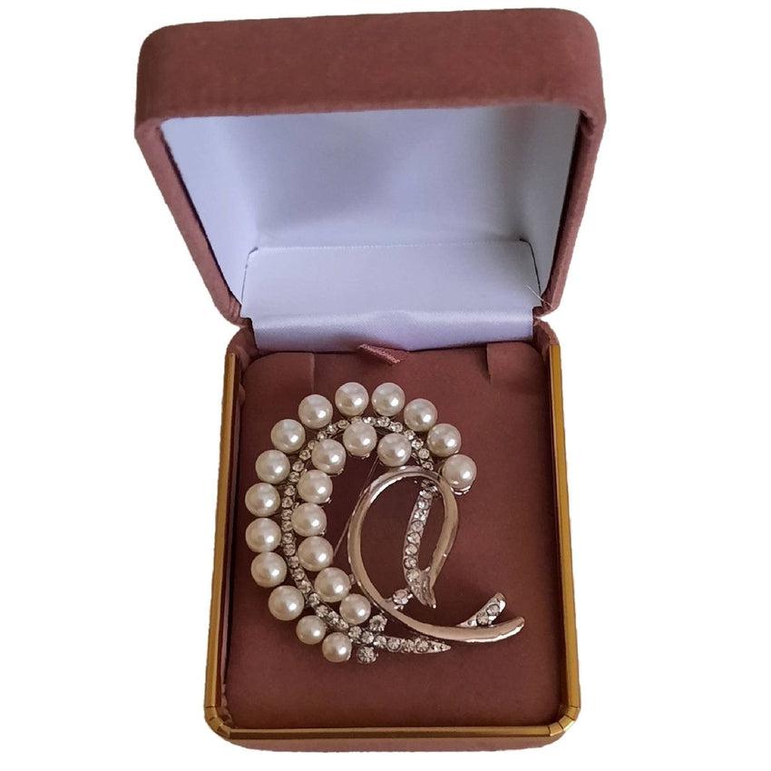 Pearl Set Curved Ladies Brooch