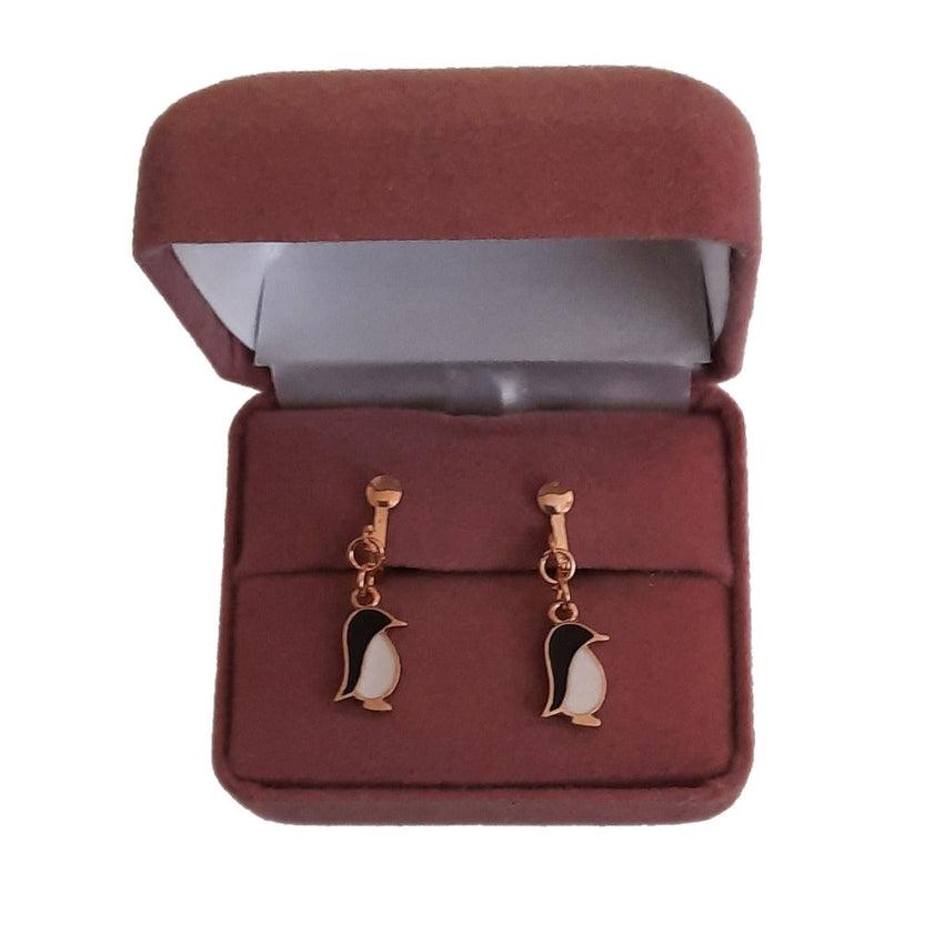 Penguin Clip On Earrings