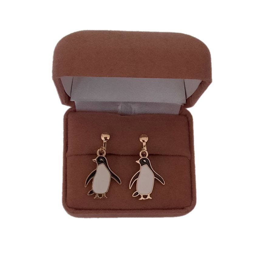 Penguin Dangly Clip On Earrings