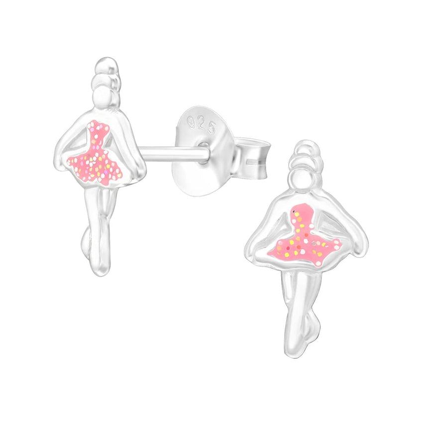 Pink Ballerina Sterling Silver Earrings