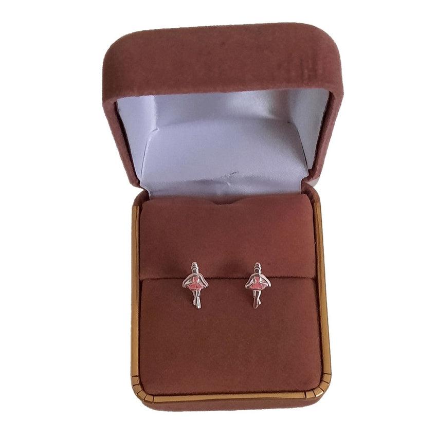 Pink Ballerina Sterling Silver Earrings