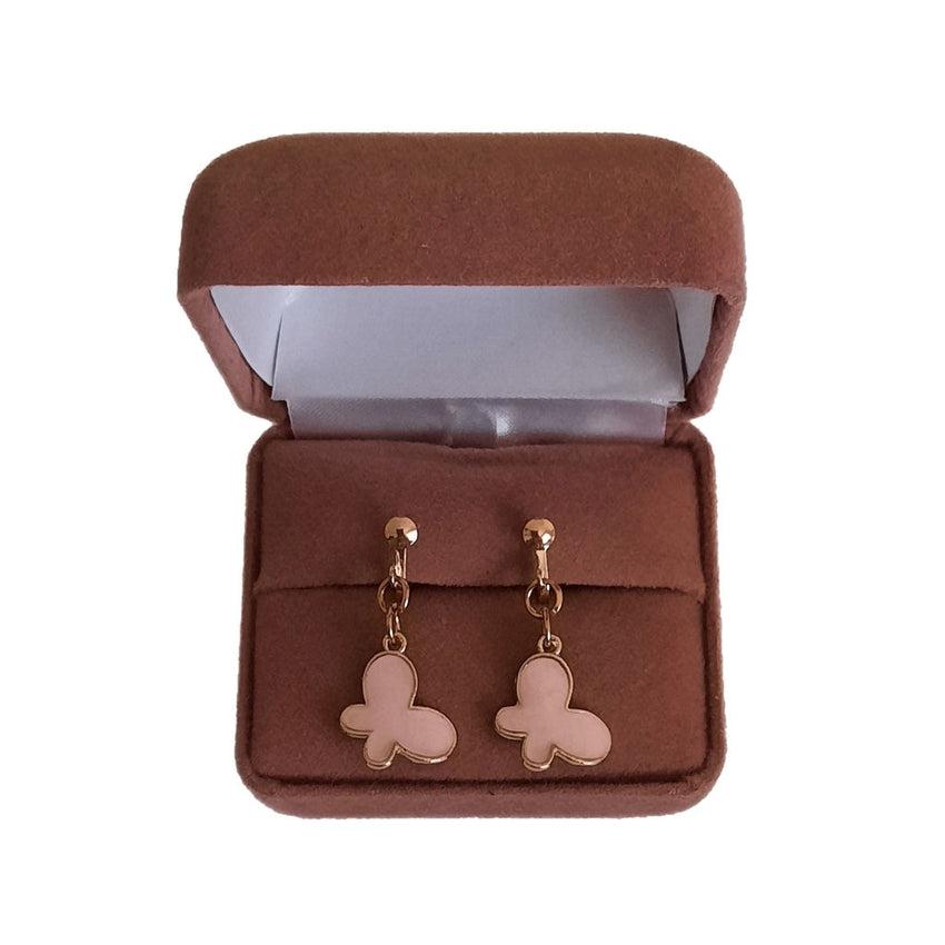 Pink Butterfly Clip On Earrings