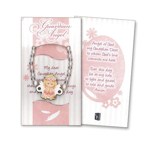 Pink Guardian Angel Baby Girl Bracelet