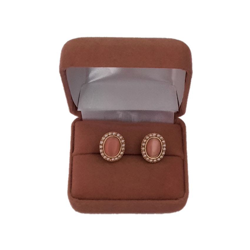 Pink Oval Pearl Clip On Earrings(2)