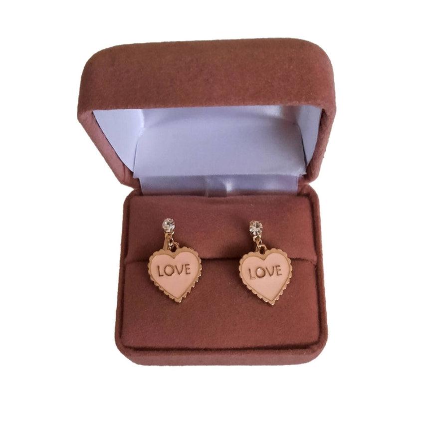 Pink Love Heart Clip On Earrings
