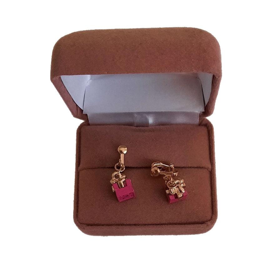 Pink Present Clip On Earrings