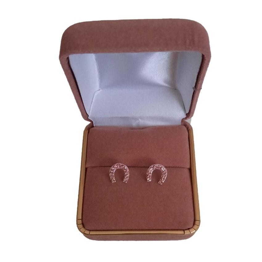 Pink Sterling Silver Horse Shoe Earrings