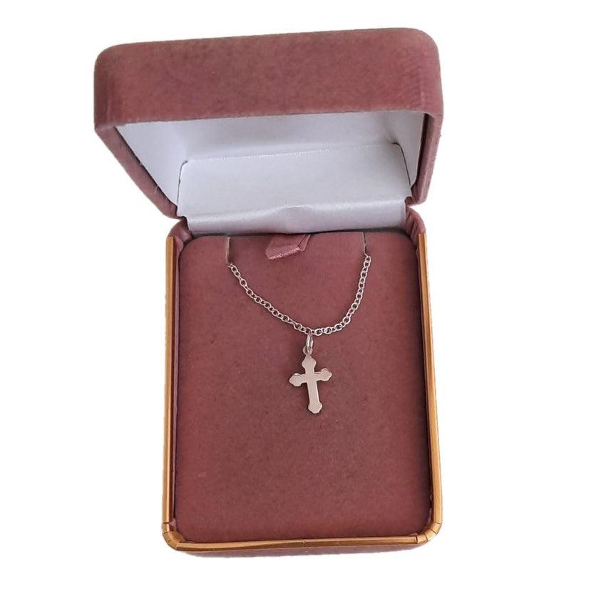 Plain Smooth Silver Child Size Bevelled Edge Silver Communion Cross