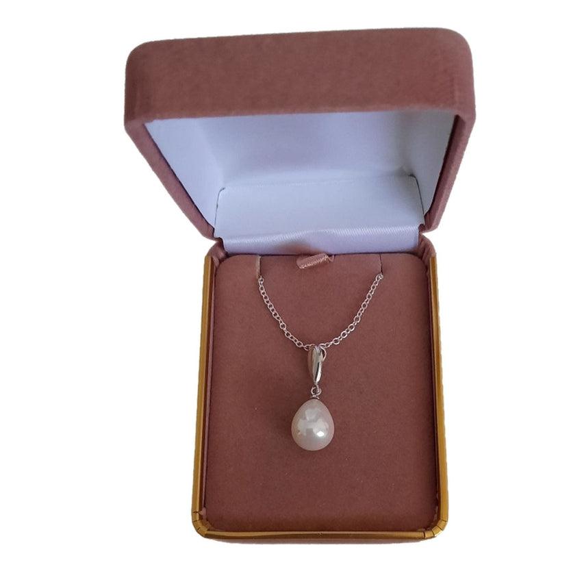 Plain Silver Stem 10mm Pearl Pendant