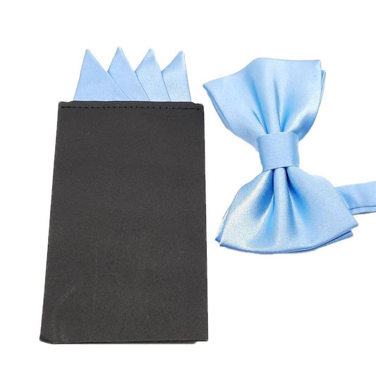 Pre Folded Pale Blue Pocket Adjustable Bow Tie Set