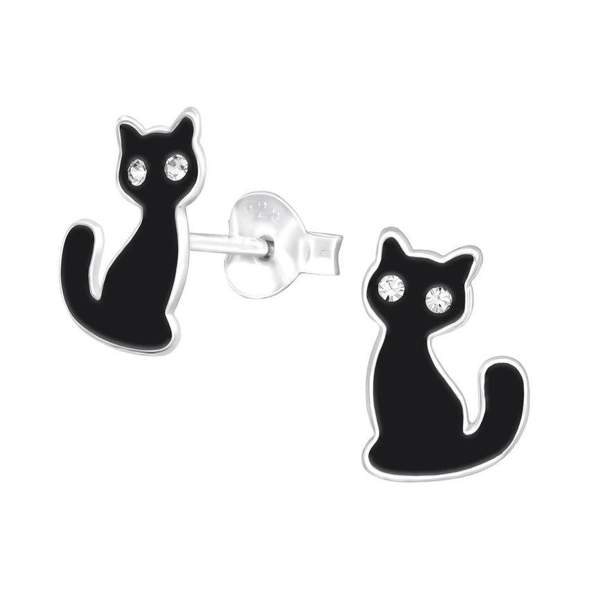 Pretty Diamante Sparkly Eye Cat Earrings