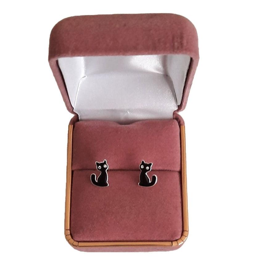 Pretty Diamante Sparkly Eye Cat Earrings