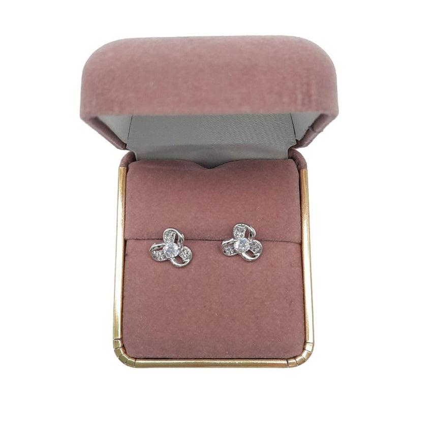 Pretty Flower Design Earrings with Cubic Zirconia Centre
