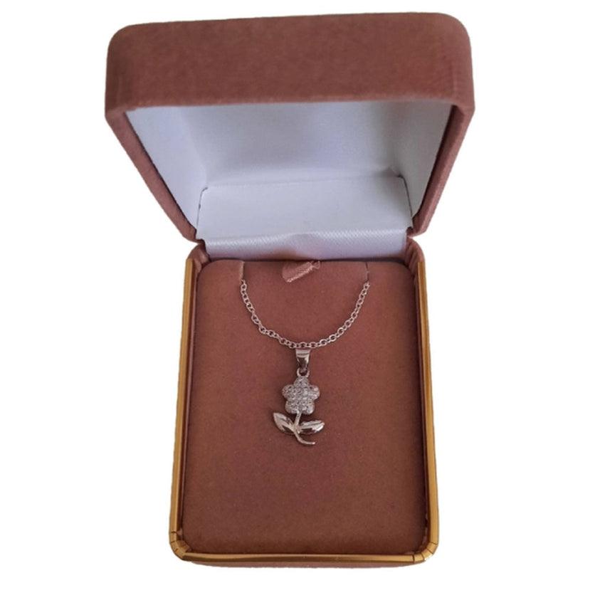 Pretty Sterling Silver Pave Flower Pendant