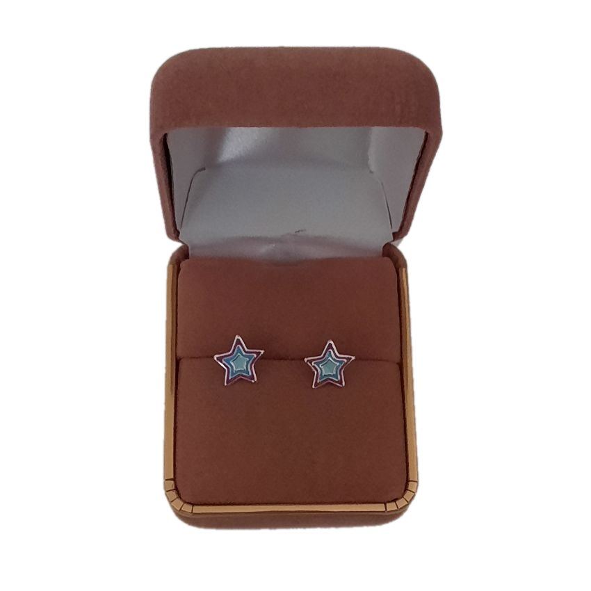 Purple And Blue Star Sterling Silver Earrings(2)