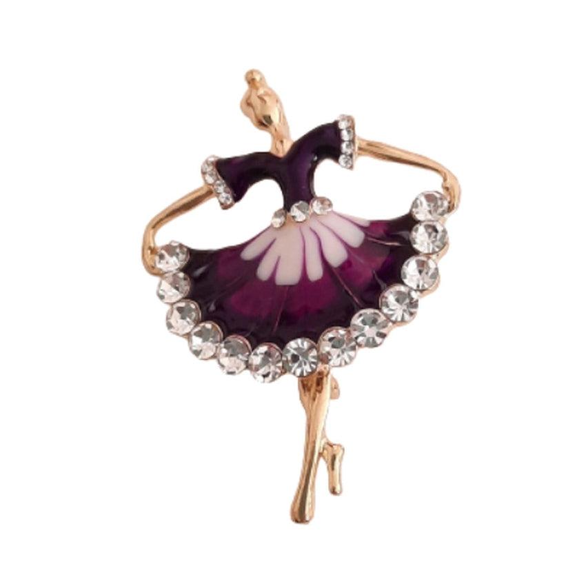 Purple And Crystal Dancer Brooch