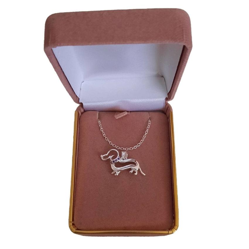 Purple Collar Silver Dog Necklace