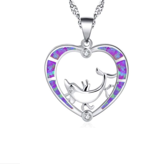Purple Dolphin Heart Necklace