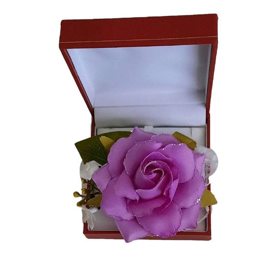 Purple Artificial Rose Flower Wrist Corsage
