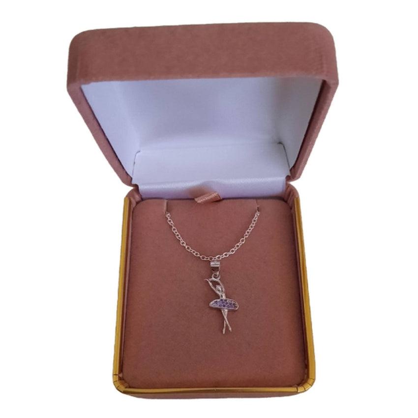 Purple Cubic Zirconia Sterling Silver Dancer Pendant