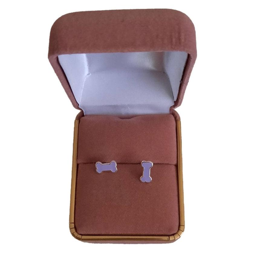 Purple Dog Bone Sterling Silver Earrings