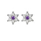 Purple Flower Star Cubic Zirconia Earrings