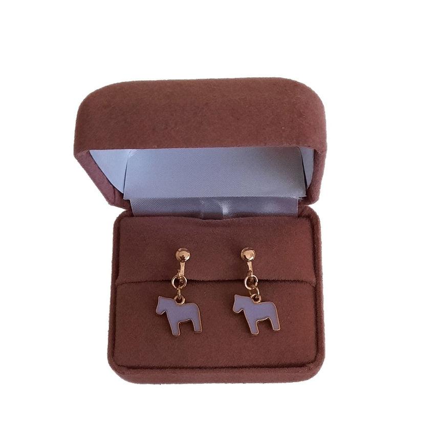 Purple Horse Clip On Earrings