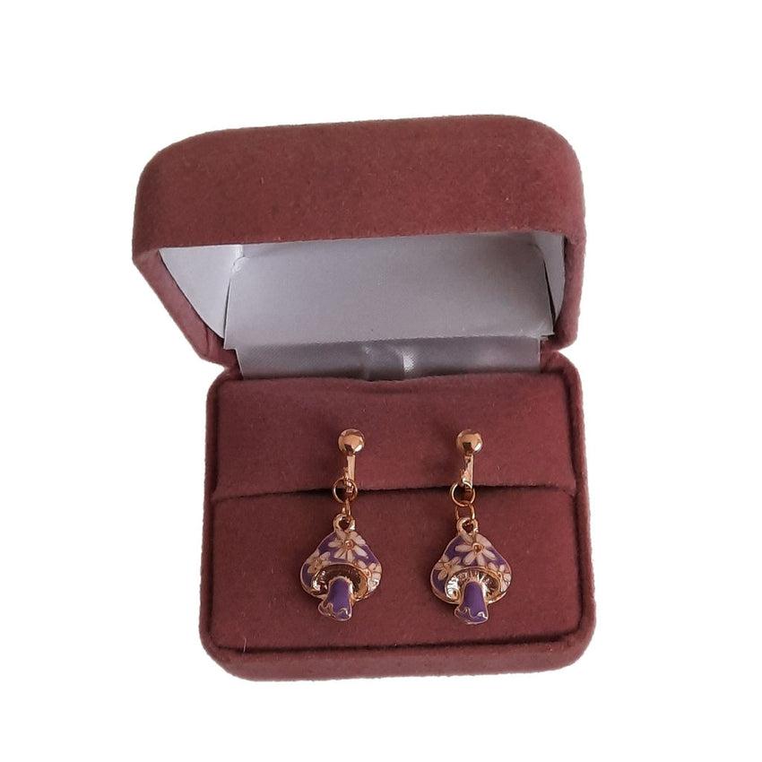 Purple Mushroom Clip On Earrings