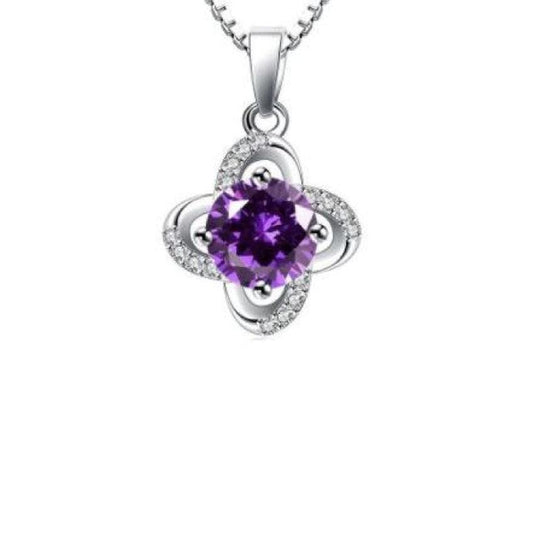 Purple Stone CZ Flower Pendant