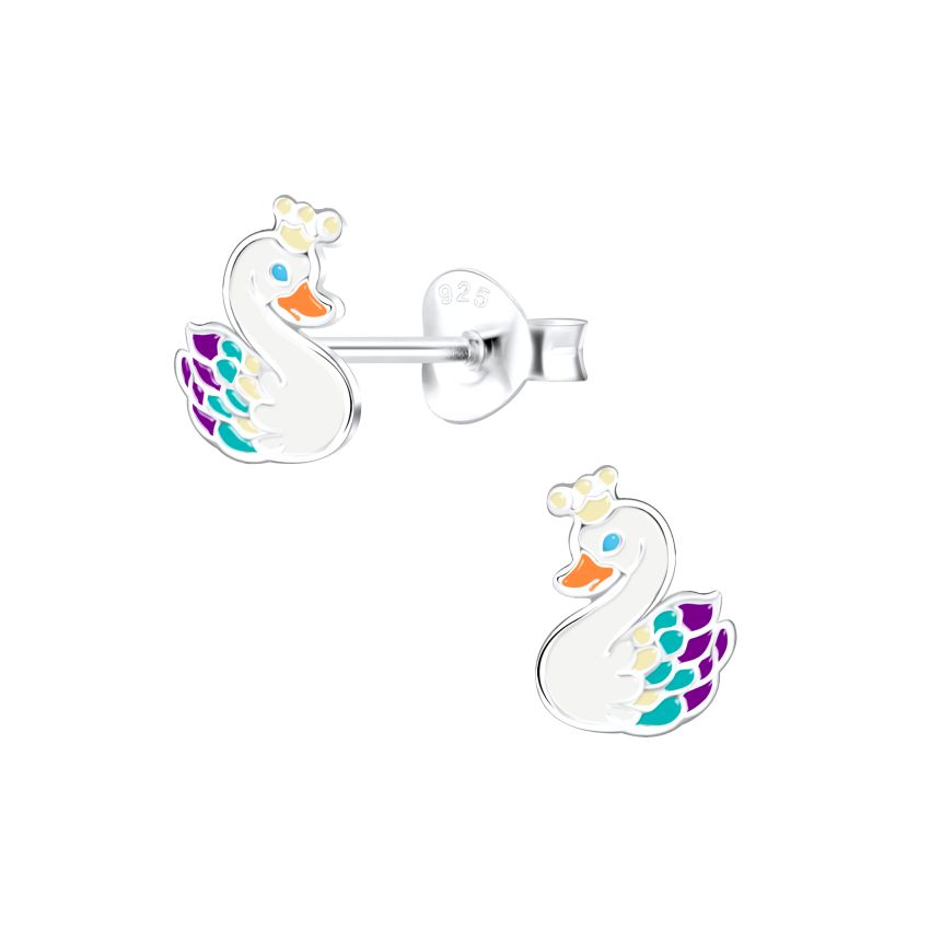 Queen Swan Sterling Silver Stud Earrings