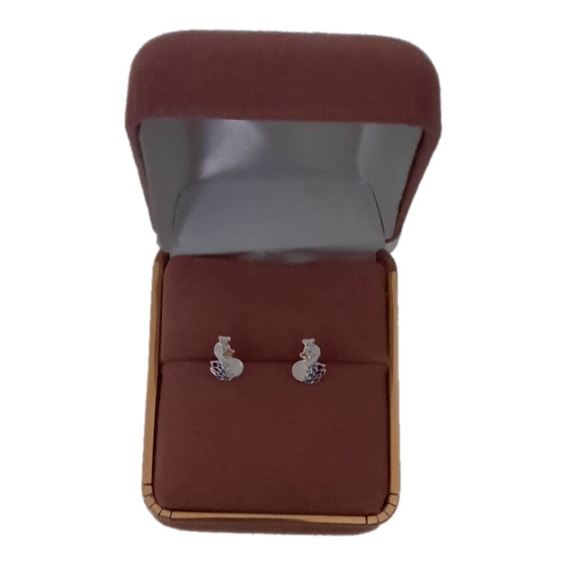 Queen Swan Sterling Silver Stud Earrings(2)