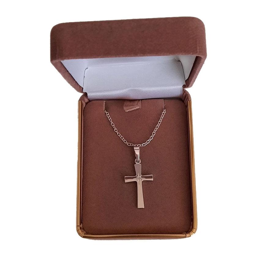 Real Diamond Sterling Silver Cross Pendant