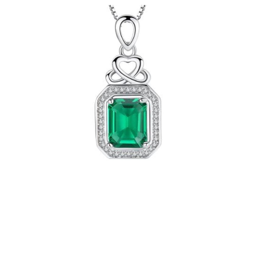 Rectangle Emerald Green Cubic Zirconia Pendant