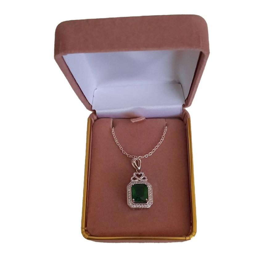 Rectangle Emerald Green Cubic Zirconia Pendant