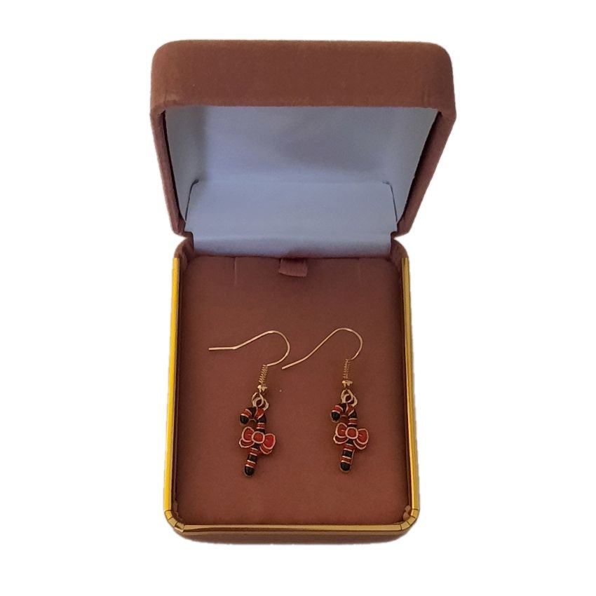 Red And Gold Candy Cane Earrings(2)