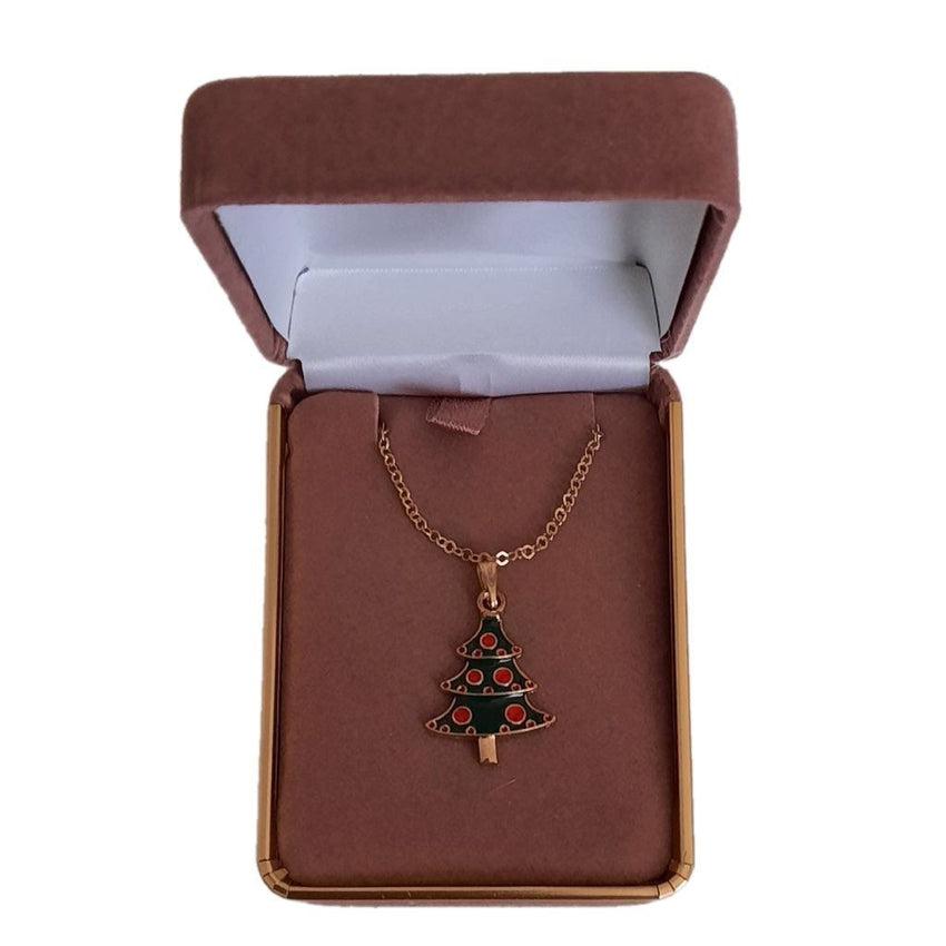 Red And Green Christmas Tree Necklace