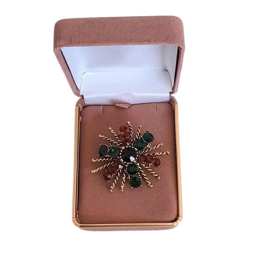 Red And Green Crystal Brooch