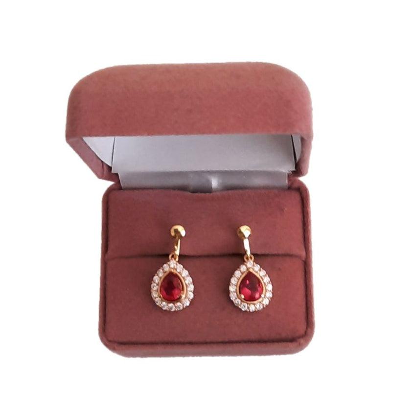 Light Red Diamante Drop Clip On Earrings